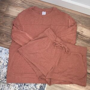 Stars Above - Women's Rust Pajama Set - Long Sleeve & Short Set